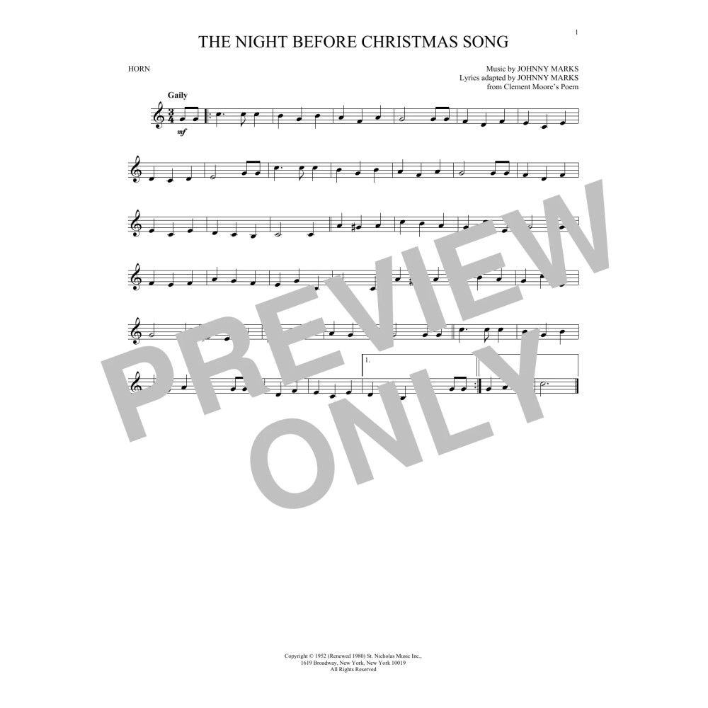 The Night Before Christmas Song